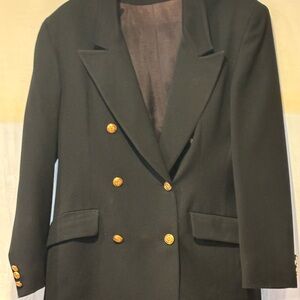 Women’s Black Suit With Gold Buttons Vintage Size 12 Blazer Size 10 Pants